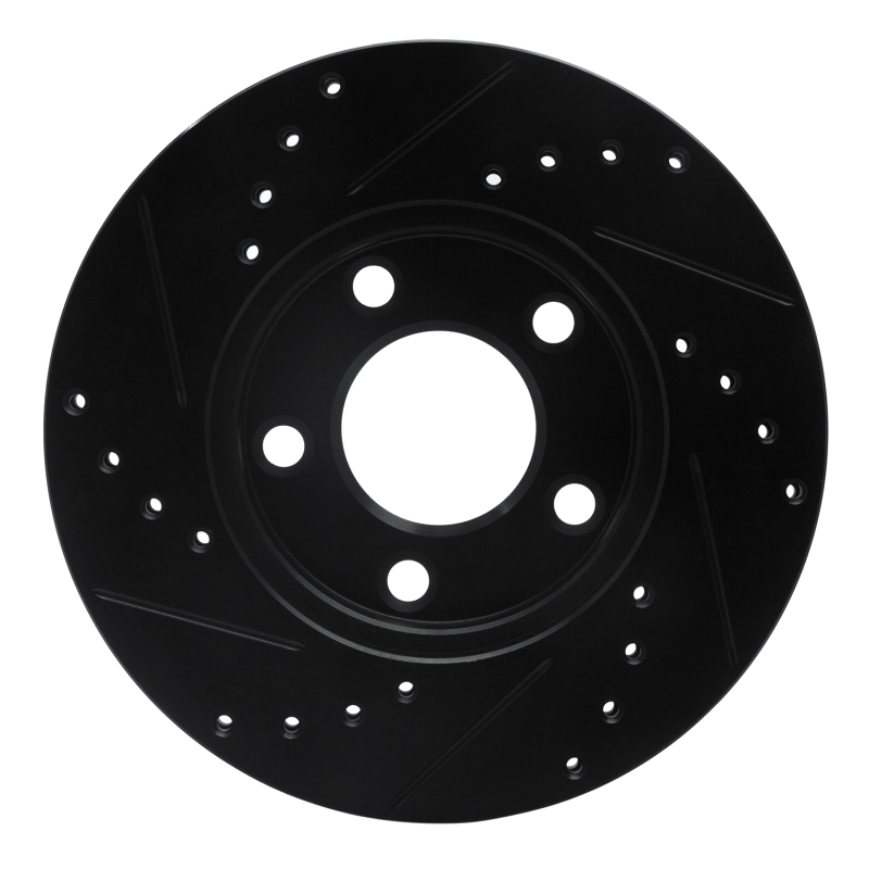 Ford Mustang Brake Rotor (1) - Front Right - R1 Concepts - Drilled & Slotted - Black - `94-`04